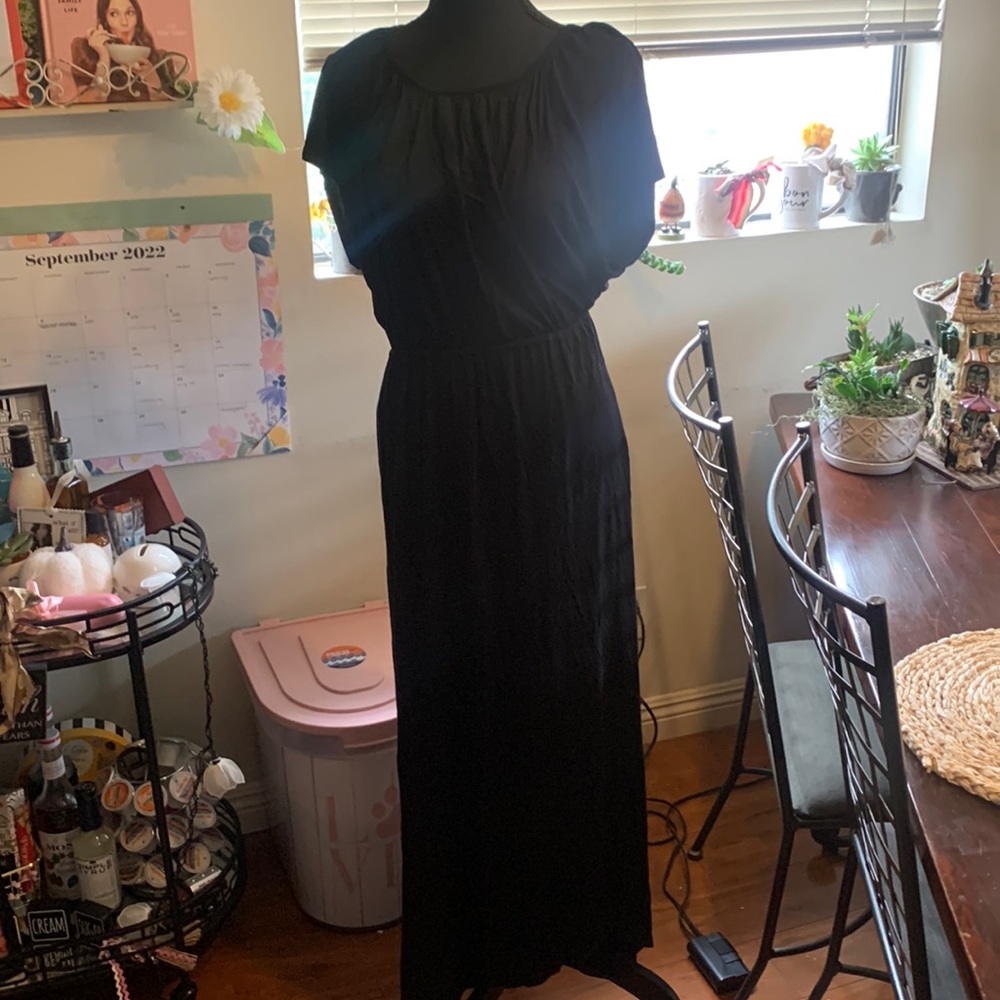 Tied Back Long Black Dress